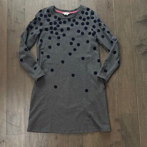 Boden Gray Dress With Navy Polka Dots